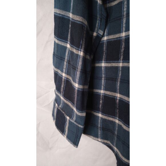 Stanley Blue & White Plaid Flannel Button Front Long Sleeve Shirt - Picture 5 of 12